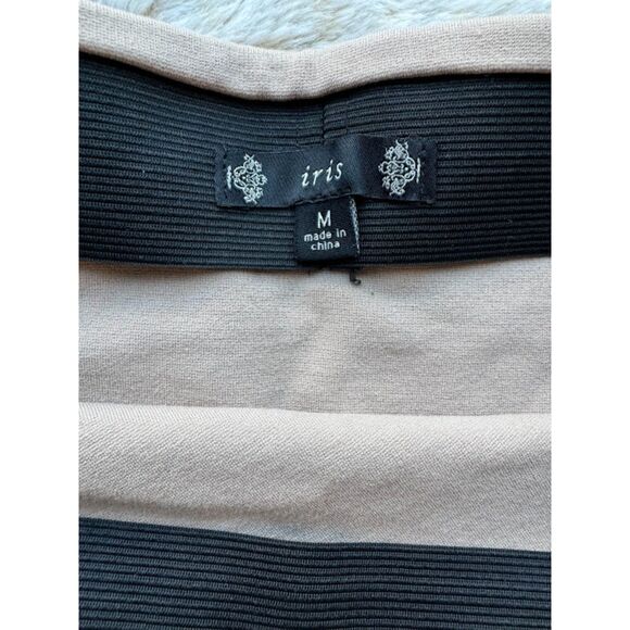 Iris Women's Khaki Asymmetrical Cut Thick Waistband Stretch Knee Length Skirt M - Picture 2 of 5